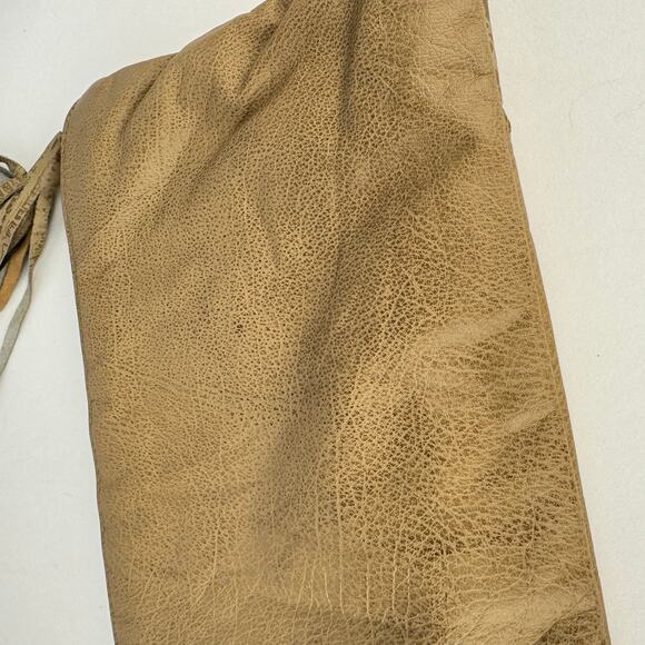 Vintage Lee\'s Handbags Tan Animal Print Leather Patchwork Tassel Zip Clutch Bag